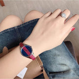 Buy Shop Calvin Klein Rebel Blue Maroon Dial Maroon Leather Strap Watch for Women - K8P231UN USA Online