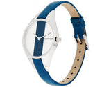 Buy Shop Calvin Klein Rebel Blue Silver Dial Blue Leather Strap Watch for Women - K8P231V6 USA Online