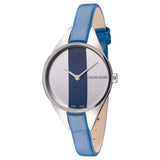 Buy Shop Calvin Klein Rebel Blue Silver Dial Blue Leather Strap Watch for Women - K8P231V6 USA Online