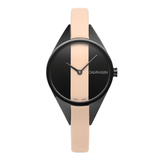 Buy Shop Calvin Klein Rebel Cream Black Dial Cream Leather Strap Watch for Women - K8P237X1 USA Online
