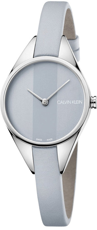 Buy Shop Calvin Klein Rebel Grey Dial Grey Leather Strap Watch for Women - K8P231Q4 USA Online
