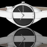 Buy Shop Calvin Klein Rebel White Black Dial White Leather Strap Watch for Women - K8P231L1 USA Online