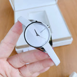 Buy Shop Calvin Klein Rebel White Dial White Leather Strap Watch for Women - K8P231L6 USA Online