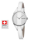 Buy Shop Calvin Klein Rebel White Dial White Leather Strap Watch for Women - K8P231L6 USA Online