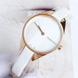 Buy Shop Calvin Klein Rebel White Grey Dial White Leather Strap Watch for Women - K8P236L6 USA Online