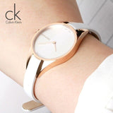 Buy Shop Calvin Klein Rebel White Grey Dial White Leather Strap Watch for Women - K8P236L6 USA Online