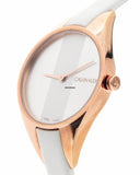 Buy Shop Calvin Klein Rebel White Grey Dial White Leather Strap Watch for Women - K8P236L6 USA Online