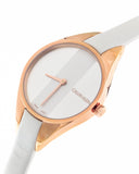 Buy Shop Calvin Klein Rebel White Grey Dial White Leather Strap Watch for Women - K8P236L6 USA Online
