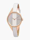 Buy Shop Calvin Klein Rebel White Grey Dial White Leather Strap Watch for Women - K8P236L6 USA Online