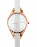 Buy Shop Calvin Klein Rebel White Grey Dial White Leather Strap Watch for Women - K8P236L6 USA Online