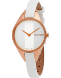 Buy Shop Calvin Klein Rebel White Grey Dial White Leather Strap Watch for Women - K8P236L6 USA Online