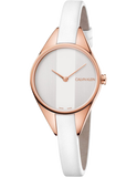 Buy Shop Calvin Klein Rebel White Grey Dial White Leather Strap Watch for Women - K8P236L6 USA Online