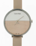 Buy Shop Calvin Klein Rise White Beige Dial Beige Leather Strap Watch for Women - K7A231XH USA Online