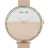 Buy Shop Calvin Klein Rise White Beige Dial Beige Leather Strap Watch for Women - K7A231XH USA Online