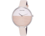 Buy Shop Calvin Klein Rise White Beige Dial Beige Leather Strap Watch for Women - K7A231XH USA Online