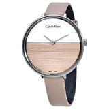 Buy Shop Calvin Klein Rise White Beige Dial Beige Leather Strap Watch for Women - K7A231XH USA Online