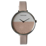 Buy Shop Calvin Klein Rise White Beige Dial Beige Leather Strap Watch for Women - K7A231XH USA Online