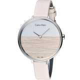 Buy Shop Calvin Klein Rise White Beige Dial Beige Leather Strap Watch for Women - K7A231XH USA Online