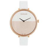 Buy Shop Calvin Klein Rise White Dial White Leather Strap Watch for Women - K7A236LH USA Online