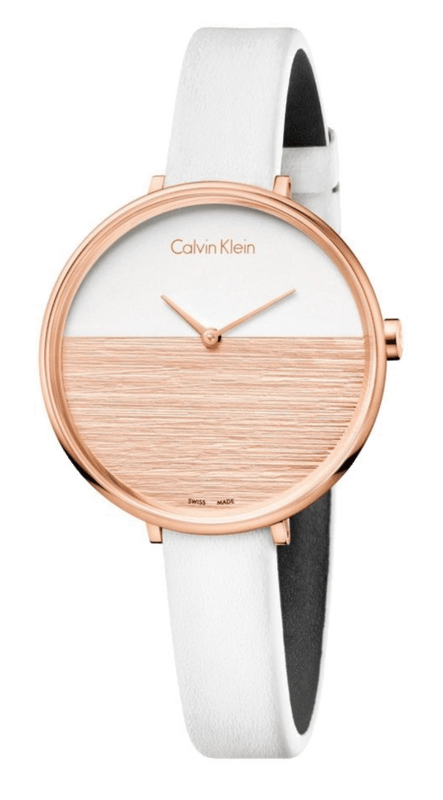 Buy Shop Calvin Klein Rise White Dial White Leather Strap Watch for Women - K7A236LH USA Online