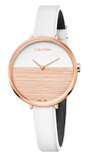 Buy Shop Calvin Klein Rise White Dial White Leather Strap Watch for Women - K7A236LH USA Online