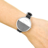 Buy Shop Calvin Klein Rise White Grey Dial Black Leather Strap Watch for Women - K7A231C3 USA Online