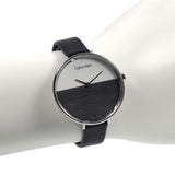 Buy Shop Calvin Klein Rise White Grey Dial Black Leather Strap Watch for Women - K7A231C3 USA Online