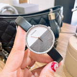 Buy Shop Calvin Klein Rise White Grey Dial Black Leather Strap Watch for Women - K7A231C3 USA Online