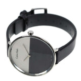 Buy Shop Calvin Klein Rise White Grey Dial Black Leather Strap Watch for Women - K7A231C3 USA Online