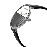 Buy Shop Calvin Klein Rise White Grey Dial Black Leather Strap Watch for Women - K7A231C3 USA Online