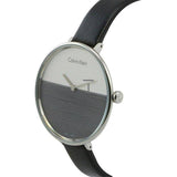 Buy Shop Calvin Klein Rise White Grey Dial Black Leather Strap Watch for Women - K7A231C3 USA Online