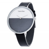 Buy Shop Calvin Klein Rise White Grey Dial Black Leather Strap Watch for Women - K7A231C3 USA Online