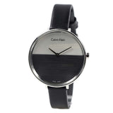 Buy Shop Calvin Klein Rise White Grey Dial Black Leather Strap Watch for Women - K7A231C3 USA Online