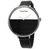 Buy Shop Calvin Klein Rise White Grey Dial Black Leather Strap Watch for Women - K7A231C3 USA Online