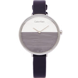 Buy Shop Calvin Klein Rise White Grey Dial Black Leather Strap Watch for Women - K7A231C3 USA Online