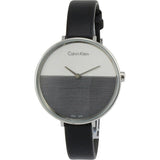 Buy Shop Calvin Klein Rise White Grey Dial Black Leather Strap Watch for Women - K7A231C3 USA Online