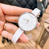 Buy Shop Calvin Klein Rise White Grey Dial White Leather Strap Watch for Women - K7A231L6 USA Online