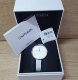 Buy Shop Calvin Klein Rise White Grey Dial White Leather Strap Watch for Women - K7A231L6 USA Online