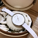 Buy Shop Calvin Klein Rise White Grey Dial White Leather Strap Watch for Women - K7A231L6 USA Online