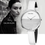 Buy Shop Calvin Klein Rise White Grey Dial White Leather Strap Watch for Women - K7A231L6 USA Online