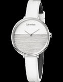 Buy Shop Calvin Klein Rise White Grey Dial White Leather Strap Watch for Women - K7A231L6 USA Online