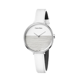 Buy Shop Calvin Klein Rise White Grey Dial White Leather Strap Watch for Women - K7A231L6 USA Online
