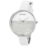 Buy Shop Calvin Klein Rise White Grey Dial White Leather Strap Watch for Women - K7A231L6 USA Online