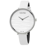 Buy Shop Calvin Klein Rise White Grey Dial White Leather Strap Watch for Women - K7A231L6 USA Online
