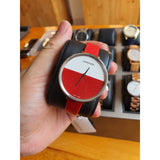 Buy Shop Calvin Klein Rise Yellow Red Dial Red Leather Strap Watch for Women - K7A231UP USA Online