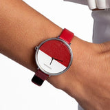 Buy Shop Calvin Klein Rise Yellow Red Dial Red Leather Strap Watch for Women - K7A231UP USA Online