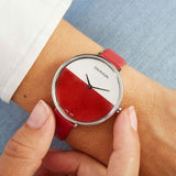 Buy Shop Calvin Klein Rise Yellow Red Dial Red Leather Strap Watch for Women - K7A231UP USA Online