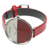 Buy Shop Calvin Klein Rise Yellow Red Dial Red Leather Strap Watch for Women - K7A231UP USA Online