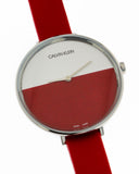Buy Shop Calvin Klein Rise Yellow Red Dial Red Leather Strap Watch for Women - K7A231UP USA Online