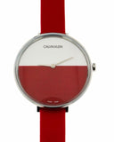 Buy Shop Calvin Klein Rise Yellow Red Dial Red Leather Strap Watch for Women - K7A231UP USA Online